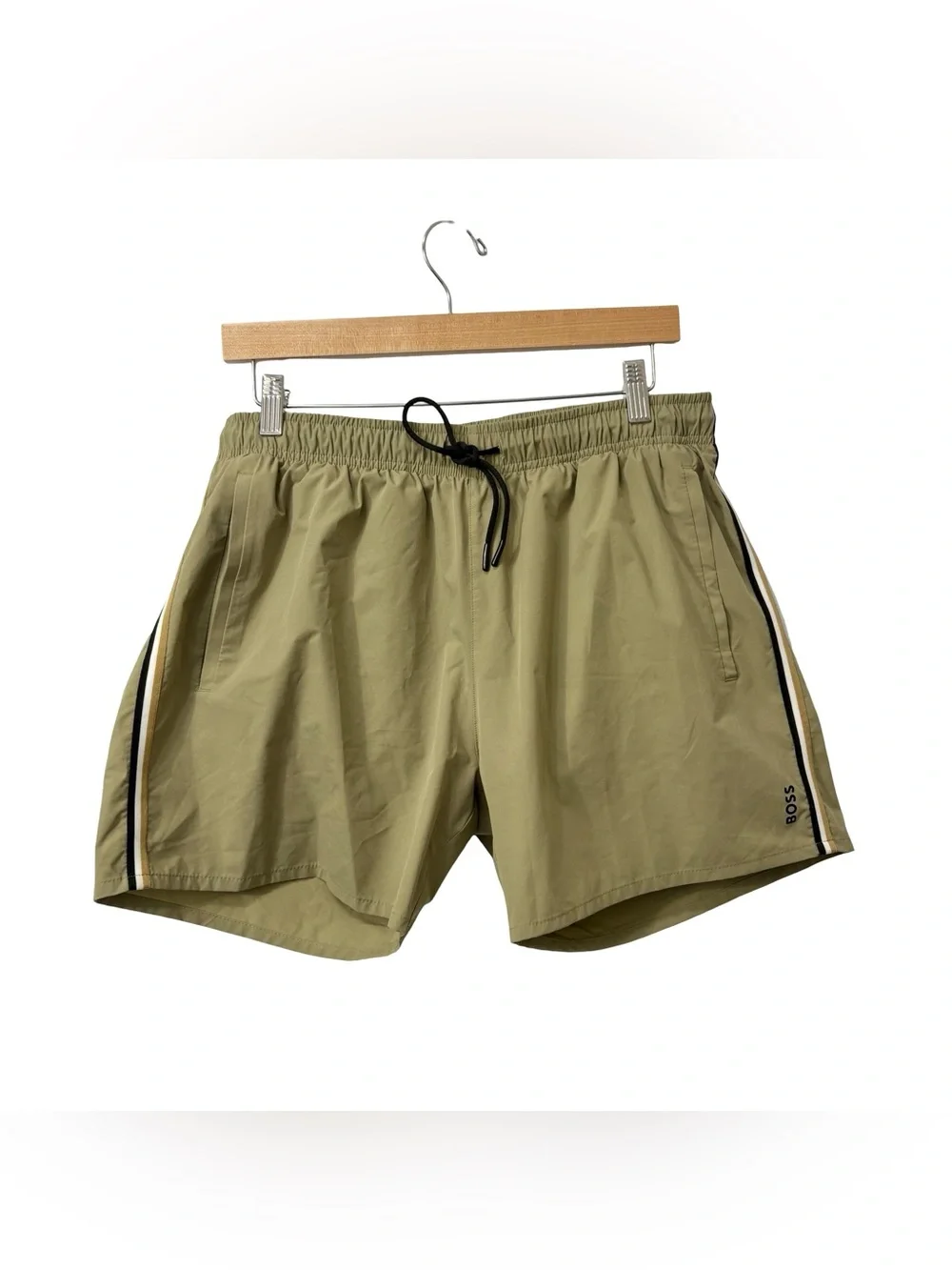 Hugo Boss Iconic Striped Green‎ Swim Shorts Size Large